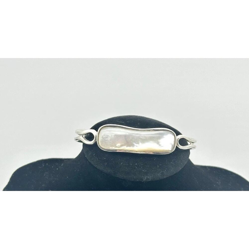 Vintage Barse Sterling Silver Mother Of Pearl Earring Cuff And Pendant Set - Picture 7 of 7